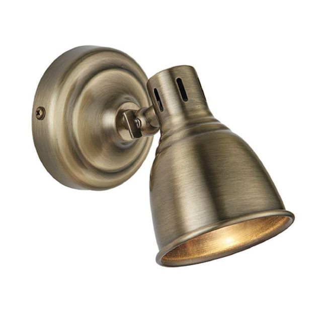Endon 76277 Westbury 1 Light LED Wall Spotlight In Antique Brass Plate