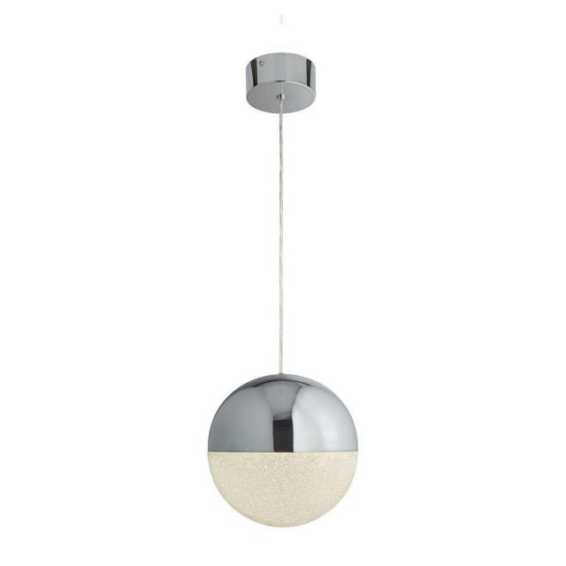 Searchlight 5881CC Marbles 1 Light Ceiling Pendant In Chrome And Crushed Ice - Dia: 250mm