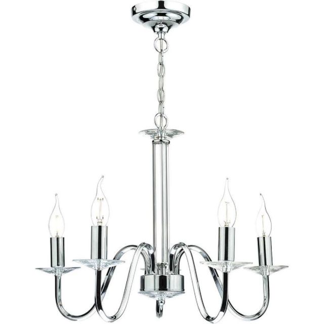 PIQ0550 Pique 5 Light Chandelier In Polished Chrome And Crystal Bobeche