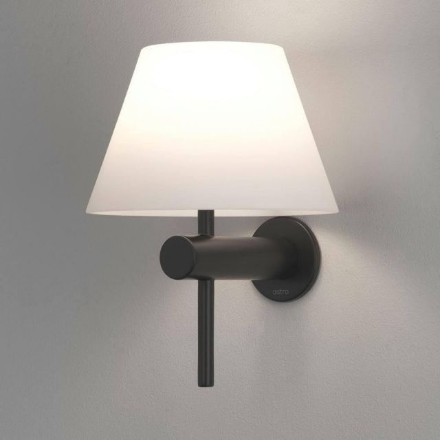 Astro 1050007 Roma One Light Wall Light In Black With White Shade
