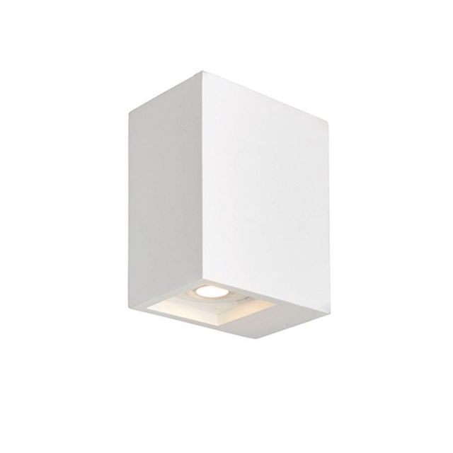 2 Light Rectangular LED Wall Light In White Plaster