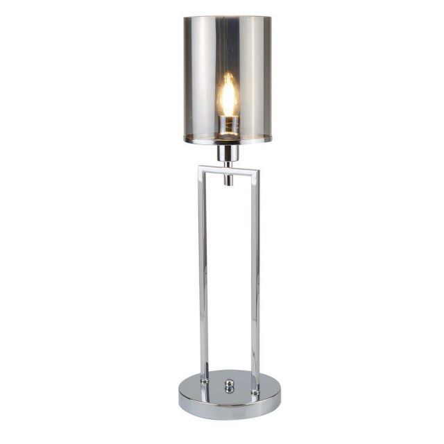Searchlight 9052CC Catalina One Light Table Lamp In Chrome with Smokey Glass Shade