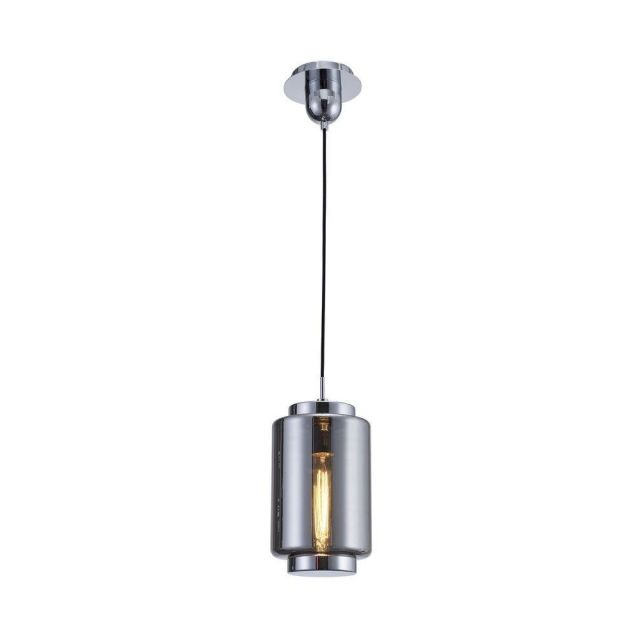 Mantra M6200 Jarras 1 Light Short Small Ceiling Pendant Light In Chrome And Ash Grey - H: 350mm