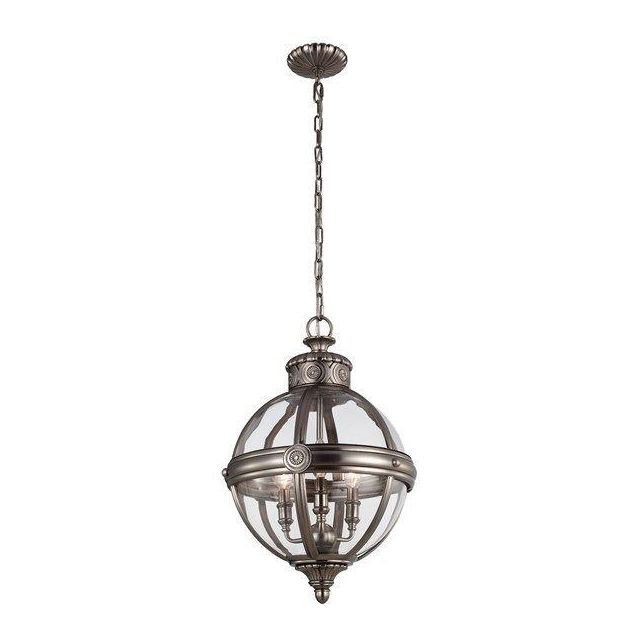 Adams 3 Light Victorian Glass Orb Nickel Ceiling Lantern