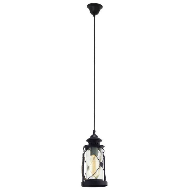 49213 Vintage Black Hanging Storm Lantern Light