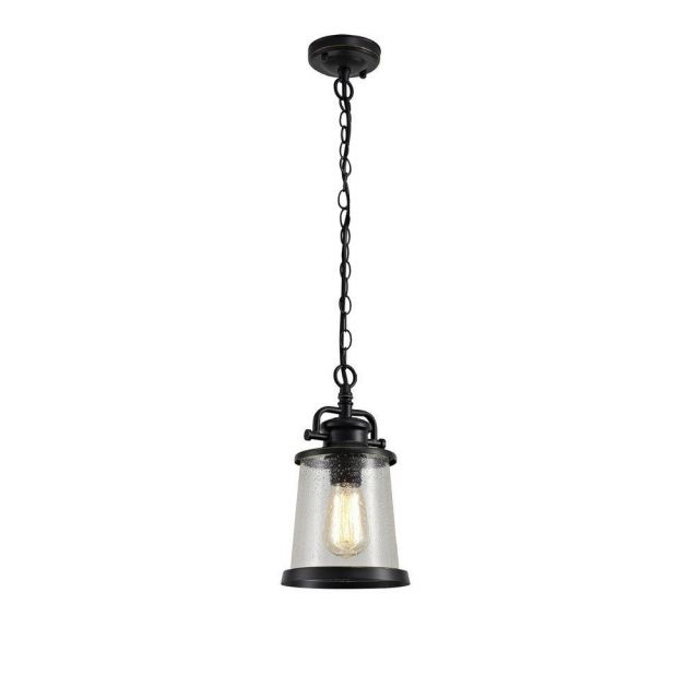 Oslo 1 Light Exterior Ceiling Pendant In Black Gold And Clear Glass