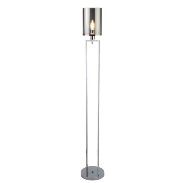Searchlight 9053CC Catalina One Light Floor Light In Chrome with Smokey Glass Shade