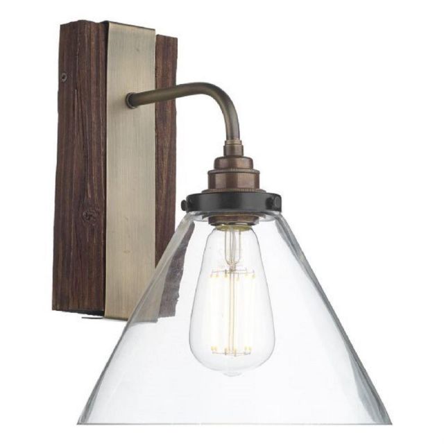 David Hunt Lighting ASP0729 Aspen 1 Light Wall Light In Wood Effect With Clear Glass