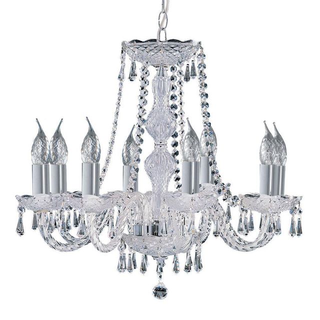 Searchlight 218-8 Hale 8 Light Crystal Chandelier In Chrome