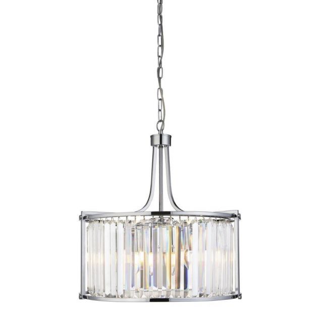 Searchlight 8295-5CC Victoria 5 Light Ceiling Pendant In Chrome And Crystal Glass - Dia: 490mm