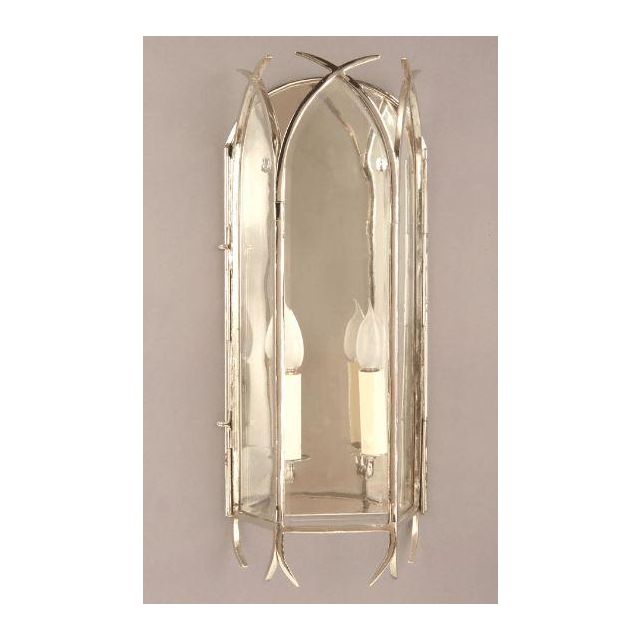 Gothic N732A Solid Brass Nickel Plated 2 Light Wall Lantern