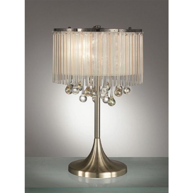 T986 3 Light Table Lamp In Bronze With Crystal Drop Decoration 