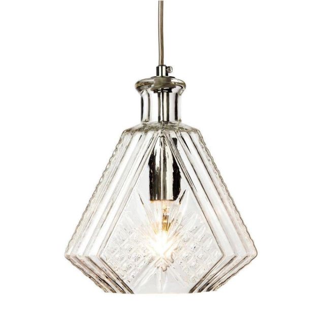 Firstlight 3448CH Decanter One Light Triangular Ceiling Pendant Light In Chrome With Clear Glass