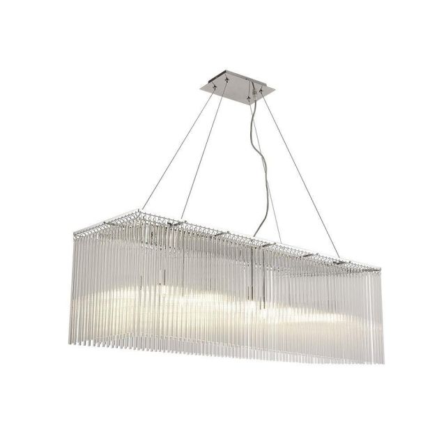 Diyas IL30012/G9 Zanthe 10 Light Rectangular Linear Pendant Light In Chrome With Clear Glass
