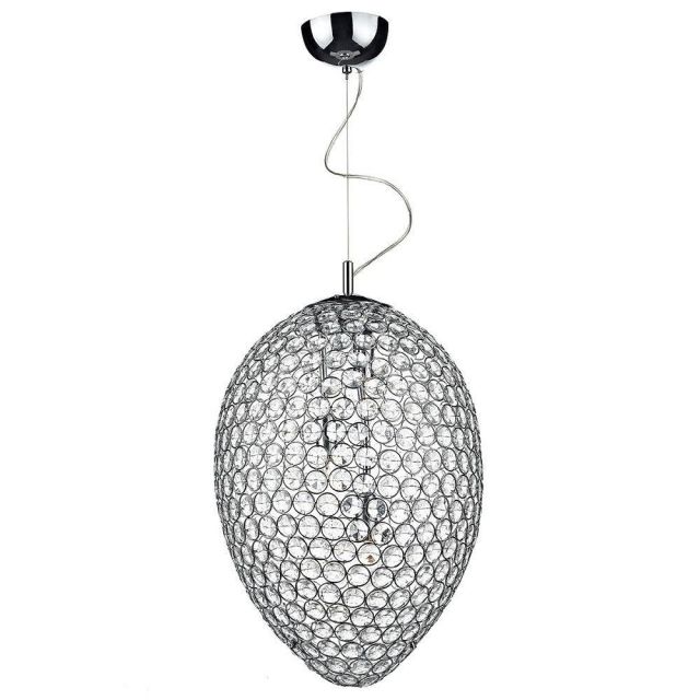 Dar FRO0350 Frost 3 Light Chrome And Crystal Pendant