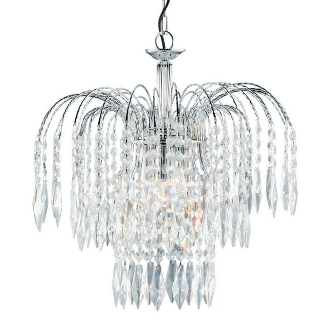 Searchlight 4173-3 Waterfall Chrome 3 Light Crystal Ceiling Pendant