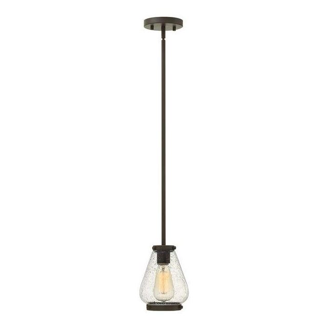 HK/FINLEY/P OZ Finley 1 Light Bronze Mini Pendant with Seeded Glass Shade
