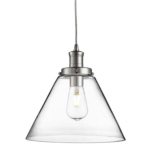 Searchlight 3228CC Pyramid 1 Light Ceiling Light In Chrome With Clear Glass