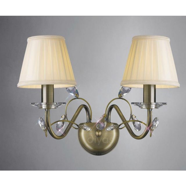 Diyas IL31222 + ILS31228 Willow Wall Light in Antique Brass with Shades