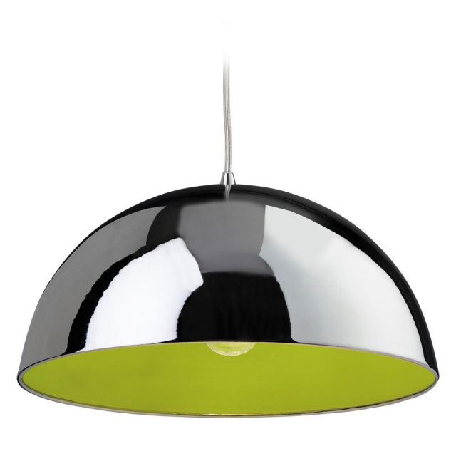 Firstlight 8622CHGN Bistro 1 Light Ceiling Pendant in Chrome and Green Finish