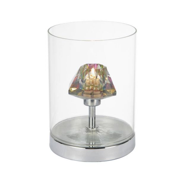 Dar DEC4108 Decade 1 Light Dichroic Glass Polished Chrome Table Lamp