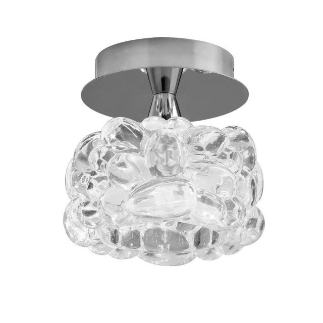 Mantra M3926 O2 1 Light Small Flush Ceiling Light In Chrome With Clear Glass