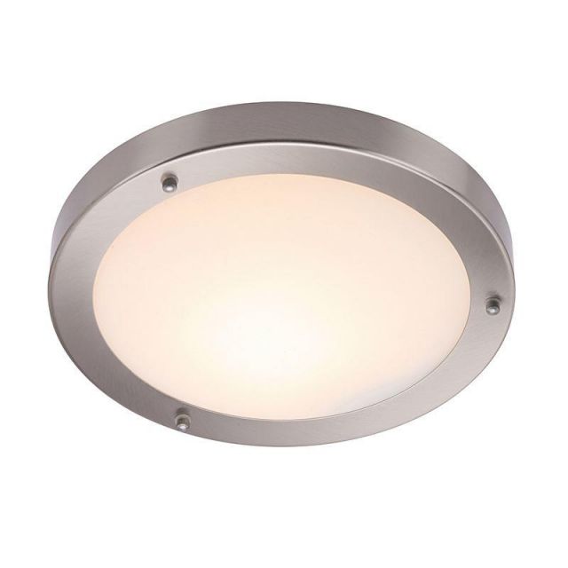 Saxby 12421 Portico Chrome and Frosted Glass Ceiling Flush Light IP44