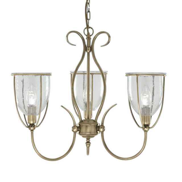 Searchlight 6353-3AB Silhouette 3 Light Ceiling Pendant In Antique Brass