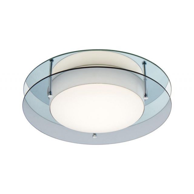 Disc Flush LED Ceiling Light In Opal White And Smoked Glass