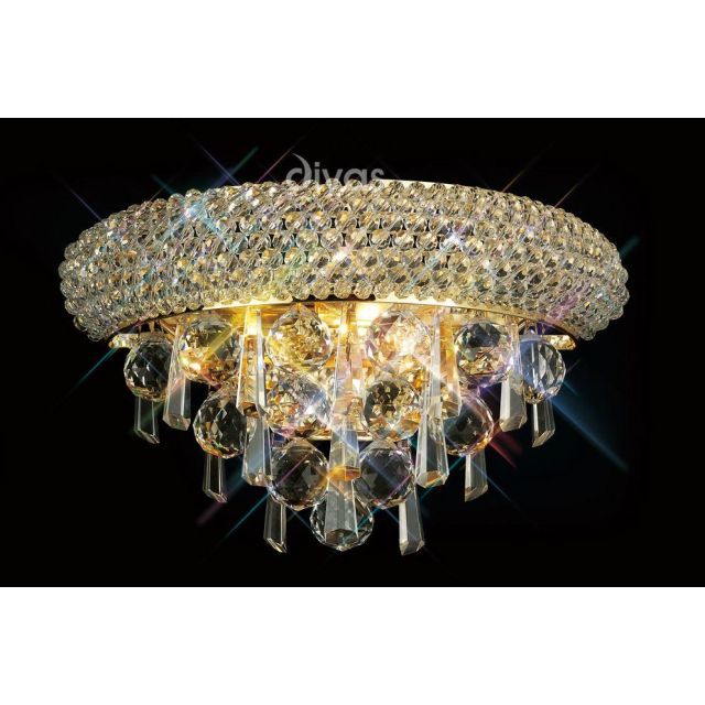 Diyas IL32100 Alexandra Crystal Wall Light in French Gold