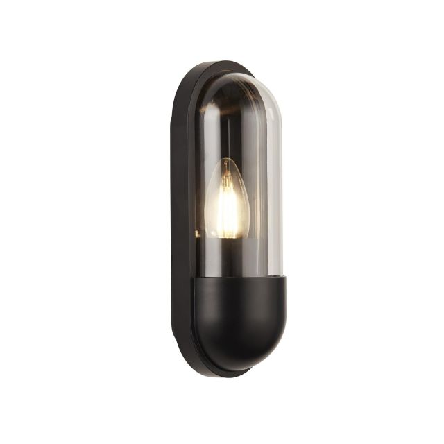 Modern Black Weather Resistant Capsule Outdoor Wall Light IP44 Rated