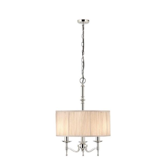Interiors 1900 63636 Stanford Nickel 3 Light Ceiling Pendant With 1 Beige Shade