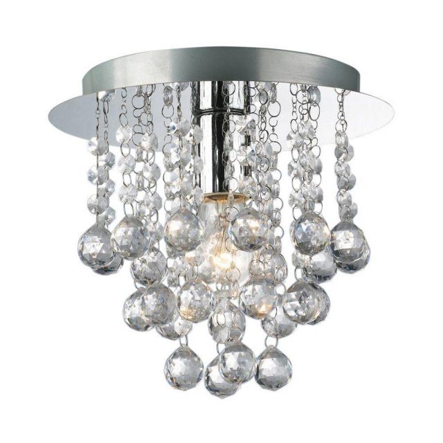 Palazzo 1 Light Round Acrylic Flush Ceiling Chandelier In Polished Chrome