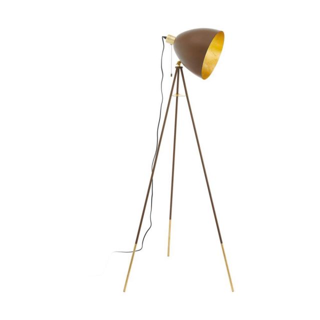 Eglo 49519 Chester 1 One Light Tripod Floor Light In Rust And Gold