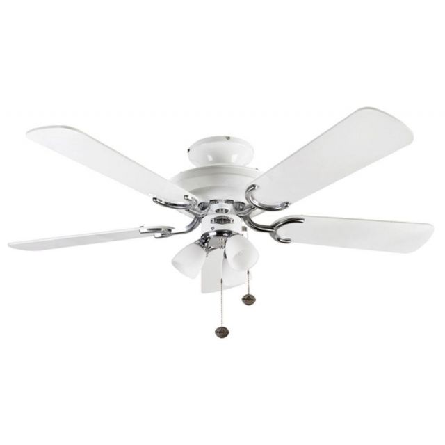 Fantasia 110009 Mayfair 42 In Ceiling Fan In White And Stainless Steel With White Blades