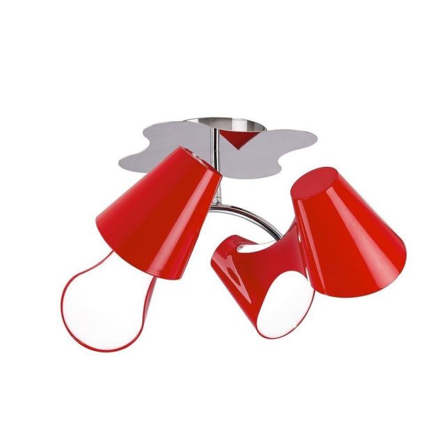 Mantra M1565 Ora 4 Light Ceiling Spot Light In Red And Chrome