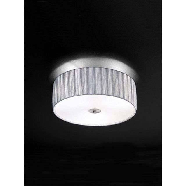 F2283/3 Medium Satin Nickel and Silver Flush Ceiling Light