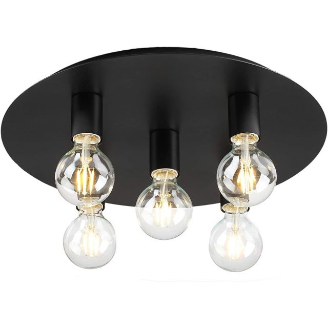 Modern Matt Black Vintage Edison Industrial Retro 5 Ceiling Light for Edison Lamps