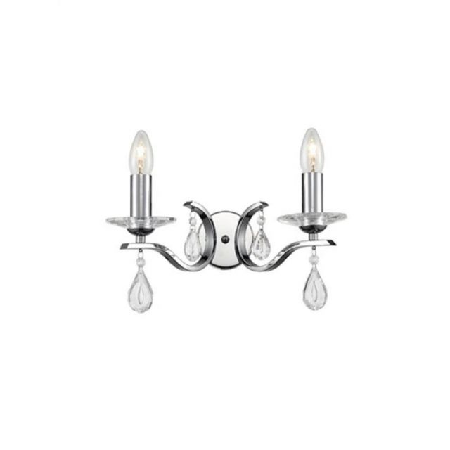 F2403-2 Forum 2 Light Wall Light In Chrome With Crystal Glass Drops