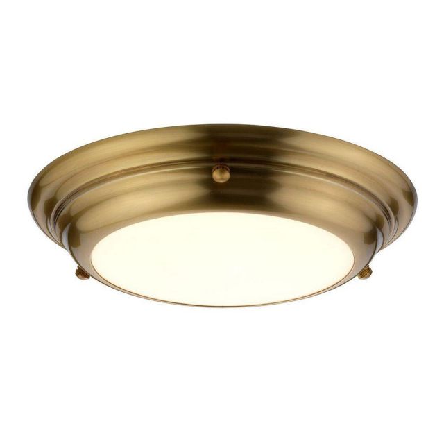 Elstead WELLAND/F/SAB Welland Mini LED FLush Ceiling Light In Aged Brass - Dia: 245mm