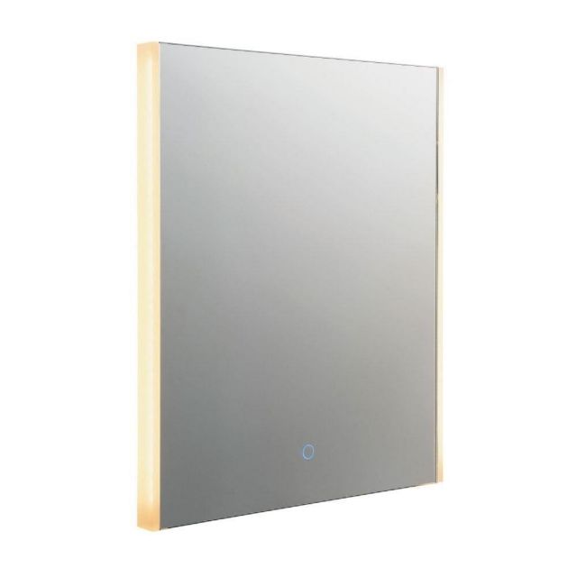 Bathroom Wall Mirror With Metallic Silver Finish And Integrated LED Light