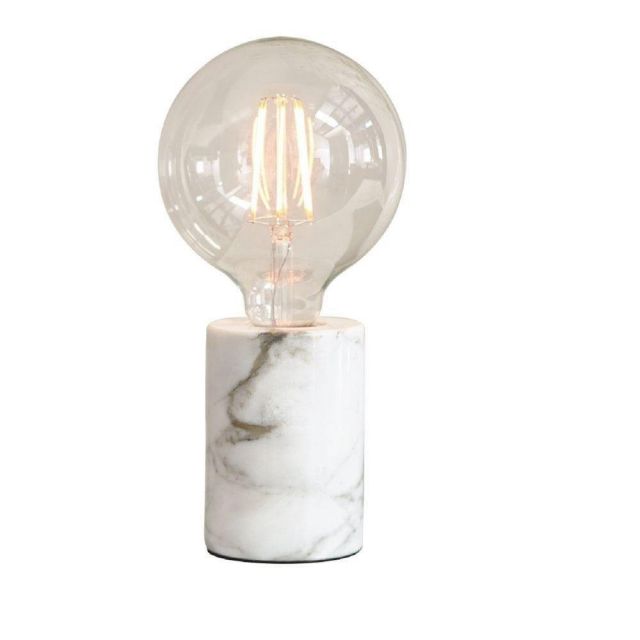 1 Light Table Lamp In White Marble - Height: 115mm