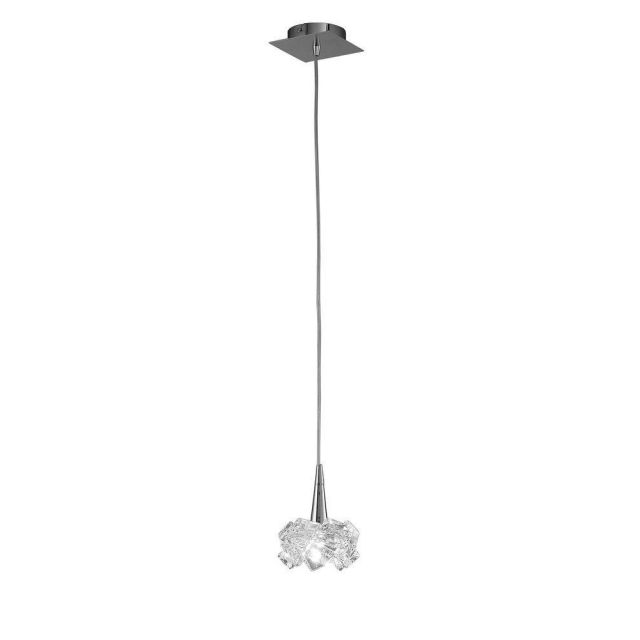 Mantra M3953 Artic 1 Light Small Pendant Light In Chrome With Clear Glass