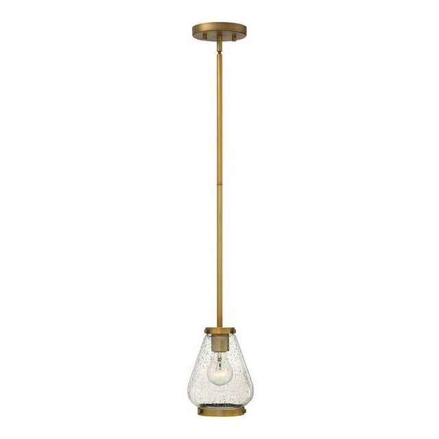 HK/FINLEY/P BR Finley 1 Light Brushed Bronze Mini Pendant with Seeded Glass Shade