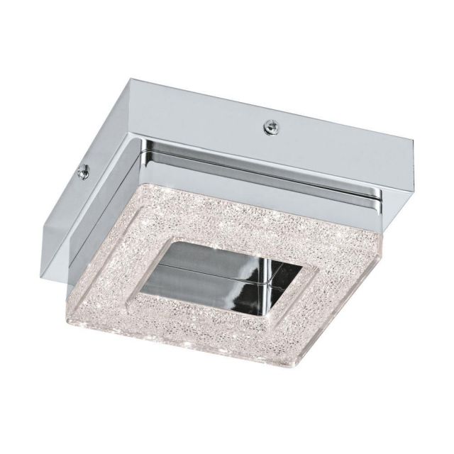 Eglo 95655 Fradelo Square LED Wall/Ceiling Light In Chrome And Crystal - L: 140mm