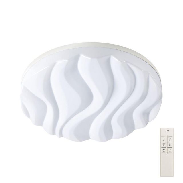 Mantra M5040R Arena Large LED Round Flush Ceiling Light In White With Remote Control