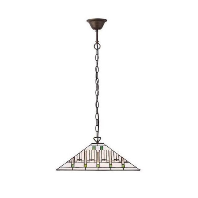 Interiors 1900 70932 Mission Tiffany Large 3 Light Ceiling Pendant With Shade