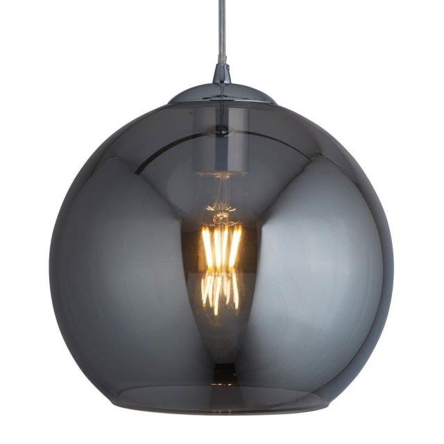 Searchlight 1621SM Balls One Light Celing Pendant In Chrome And Smoked Glass - Drop - 1200mm