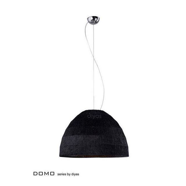 IL60011 Domo 3 Light Black Crinkle Fabric Pendant