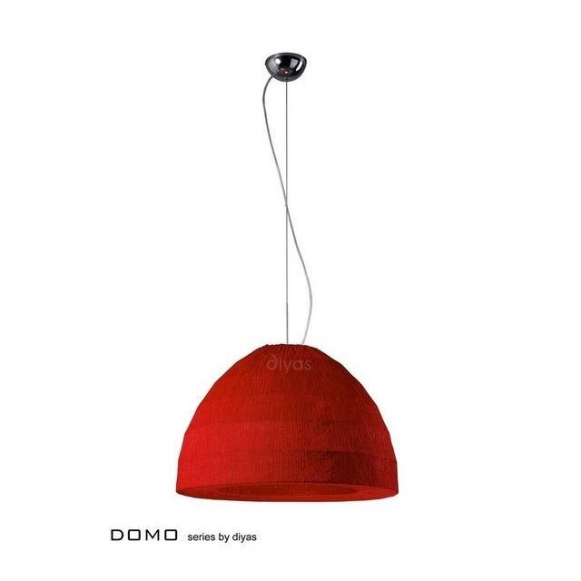 IL60013 Domo 3 Light Red Crinkle Fabric Pendant